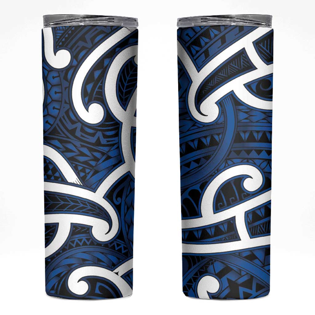 Aotearoa Maori Kowhaiwhai Skinny Tumbler Kikorangi Puhoro and Patiki