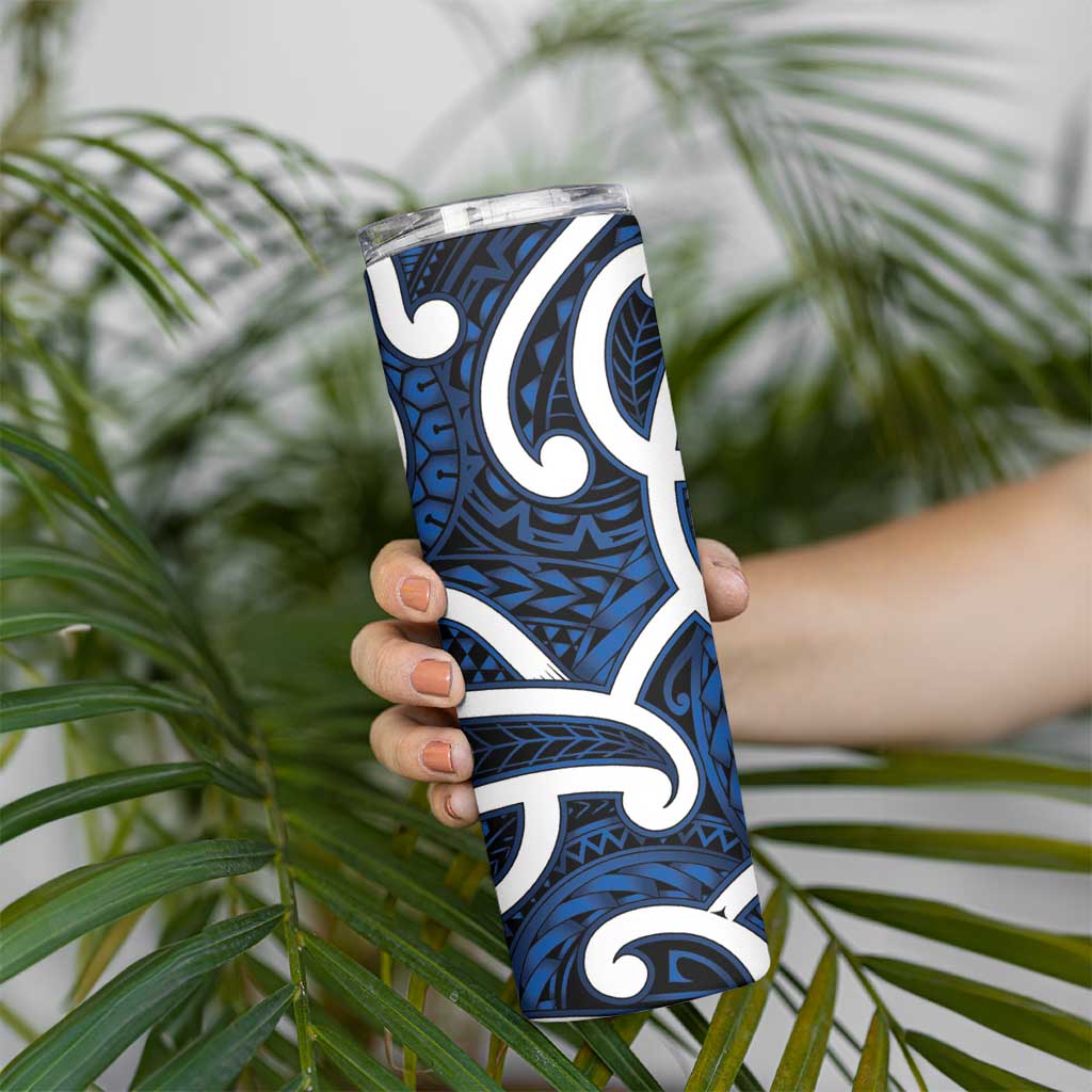 Aotearoa Maori Kowhaiwhai Skinny Tumbler Kikorangi Puhoro and Patiki