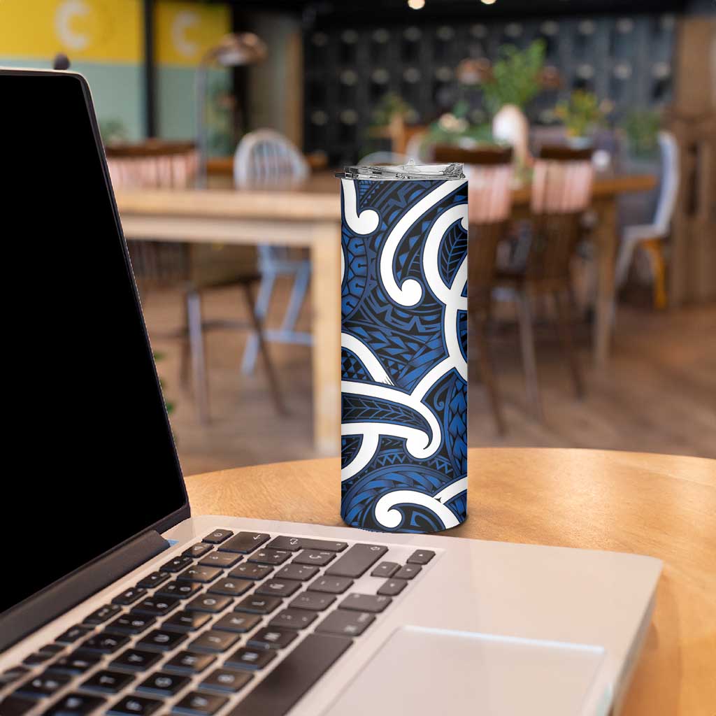 Aotearoa Maori Kowhaiwhai Skinny Tumbler Kikorangi Puhoro and Patiki