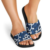 Aotearoa Maori Kowhaiwhai Slide Sandals Kikorangi Puhoro and Patiki