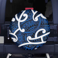 Aotearoa Maori Kowhaiwhai Spare Tire Cover Kikorangi Puhoro and Patiki LT9 No hole Blue - Polynesian Pride