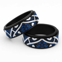 Aotearoa Maori Kowhaiwhai Spinner Ring Kikorangi Puhoro and Patiki