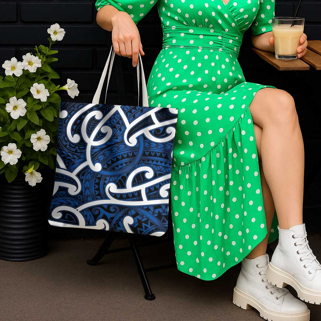 Aotearoa Maori Kowhaiwhai Tote Bag Kikorangi Puhoro and Patiki