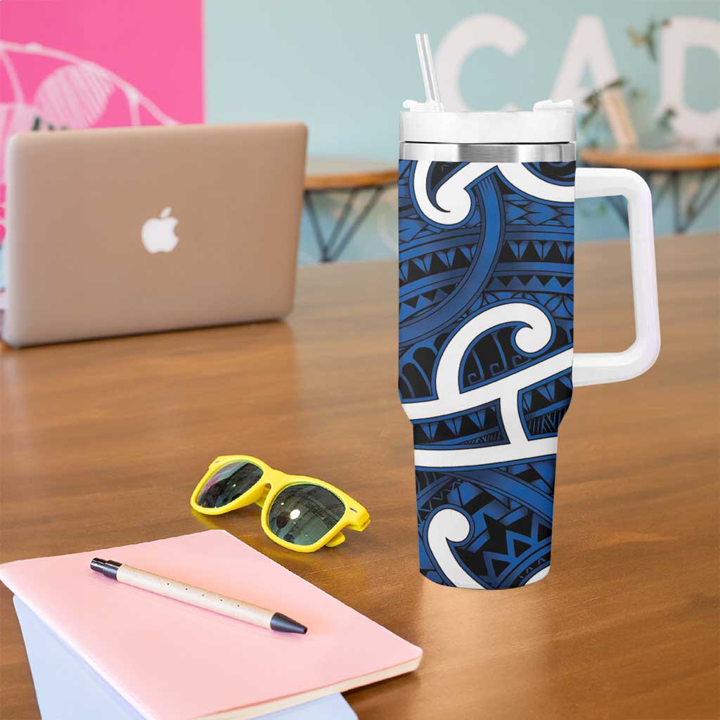 Aotearoa Maori Kowhaiwhai Tumbler With Handle Kikorangi Puhoro and Patiki LT9 - Polynesian Pride