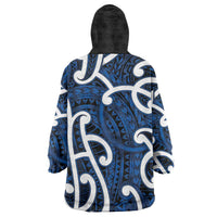 Aotearoa Maori Kowhaiwhai Wearable Blanket Hoodie Kikorangi Puhoro and Patiki LT9 - Polynesian Pride