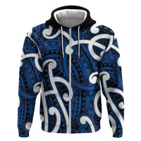 Aotearoa Maori Kowhaiwhai Zip Hoodie Kikorangi Puhoro and Patiki LT9 Zip Hoodie Blue - Polynesian Pride