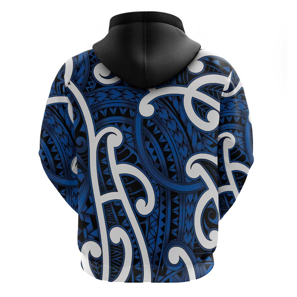 Aotearoa Maori Kowhaiwhai Zip Hoodie Kikorangi Puhoro and Patiki LT9 - Polynesian Pride