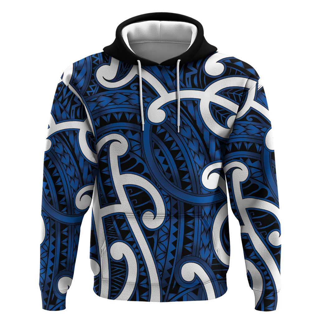 Aotearoa Maori Kowhaiwhai Zip Hoodie Kikorangi Puhoro and Patiki LT9 Pullover Hoodie Blue - Polynesian Pride