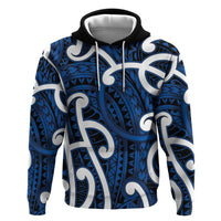 Aotearoa Maori Kowhaiwhai Zip Hoodie Kikorangi Puhoro and Patiki LT9 Pullover Hoodie Blue - Polynesian Pride