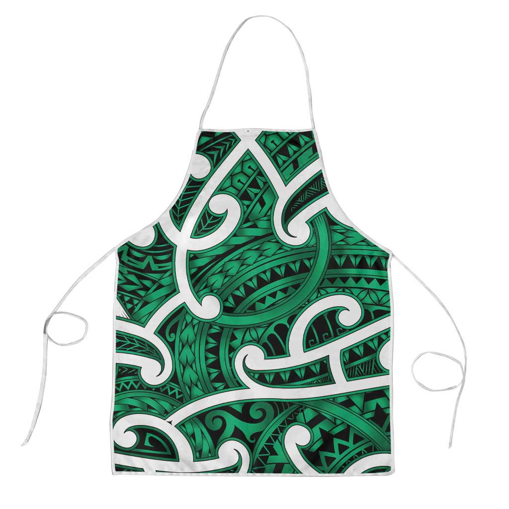 Aotearoa Maori Kowhaiwhai Apron Kakariki Puhoro and Patiki LT9 Green - Polynesian Pride