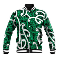 Aotearoa Maori Kowhaiwhai Baseball Jacket Kakariki Puhoro and Patiki LT9 Unisex Green - Polynesian Pride