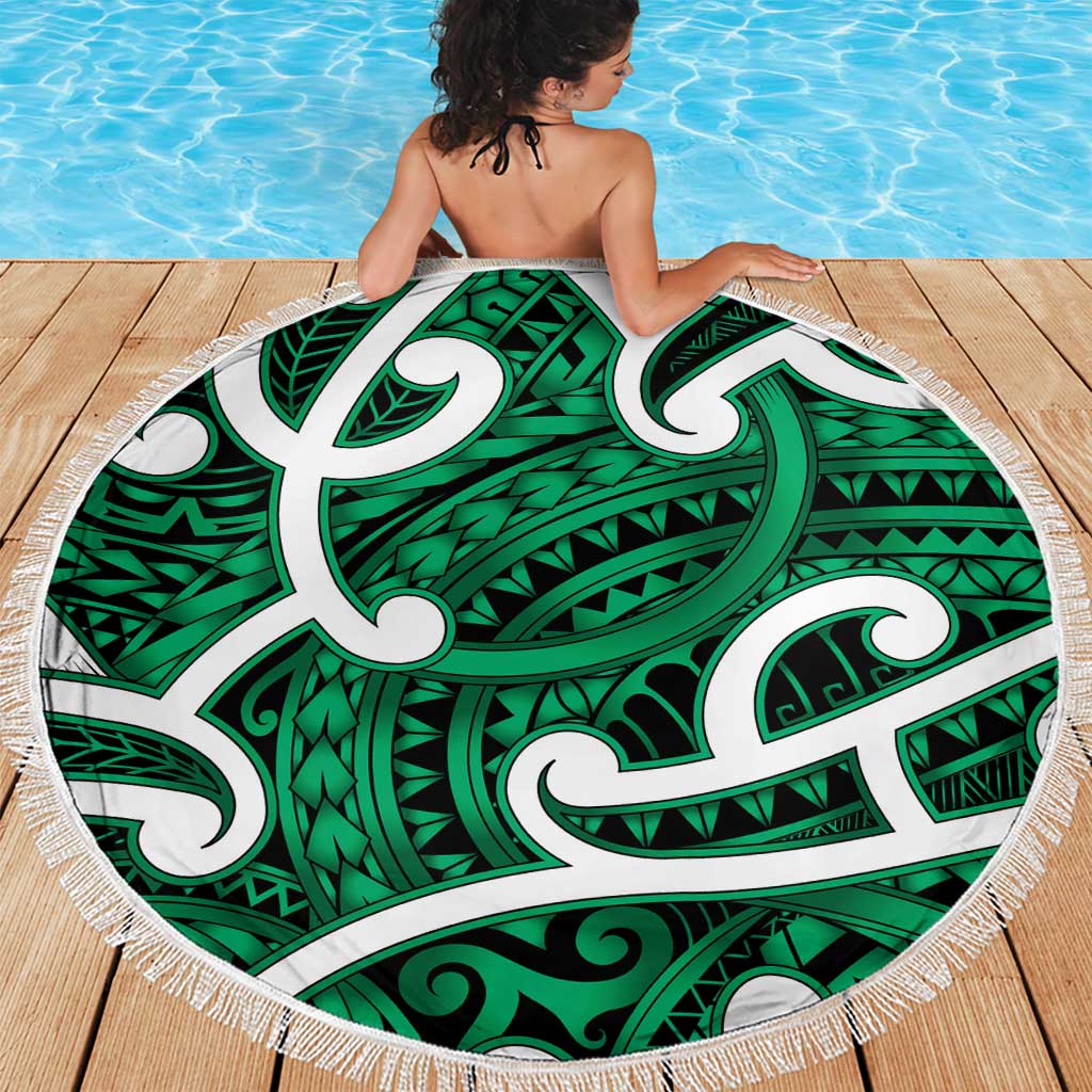 Aotearoa Maori Kowhaiwhai Beach Blanket Kakariki Puhoro and Patiki