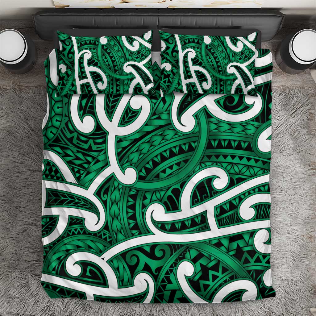 Aotearoa Maori Kowhaiwhai Bedding Set Kakariki Puhoro and Patiki