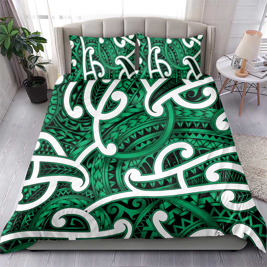 Aotearoa Maori Kowhaiwhai Bedding Set Kakariki Puhoro and Patiki