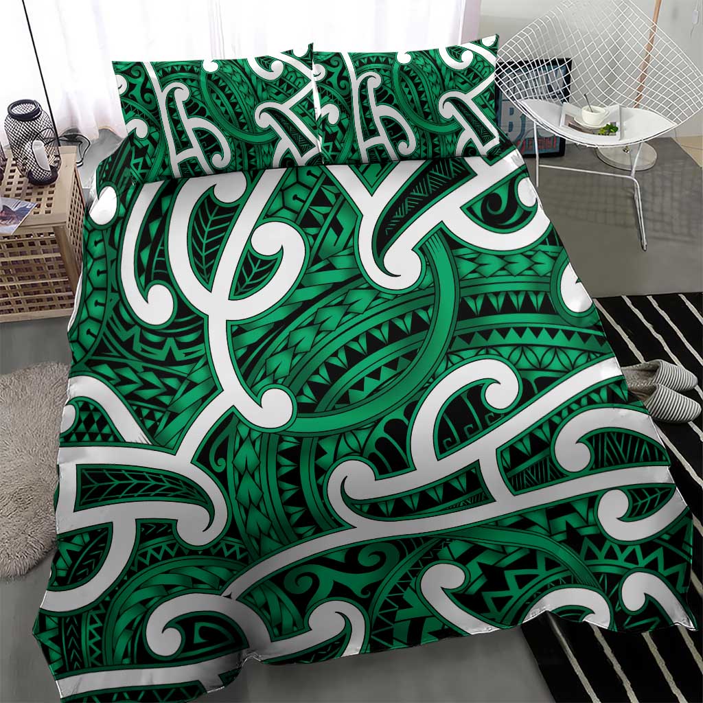 Aotearoa Maori Kowhaiwhai Bedding Set Kakariki Puhoro and Patiki