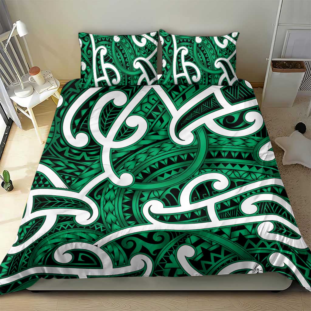 Aotearoa Maori Kowhaiwhai Bedding Set Kakariki Puhoro and Patiki