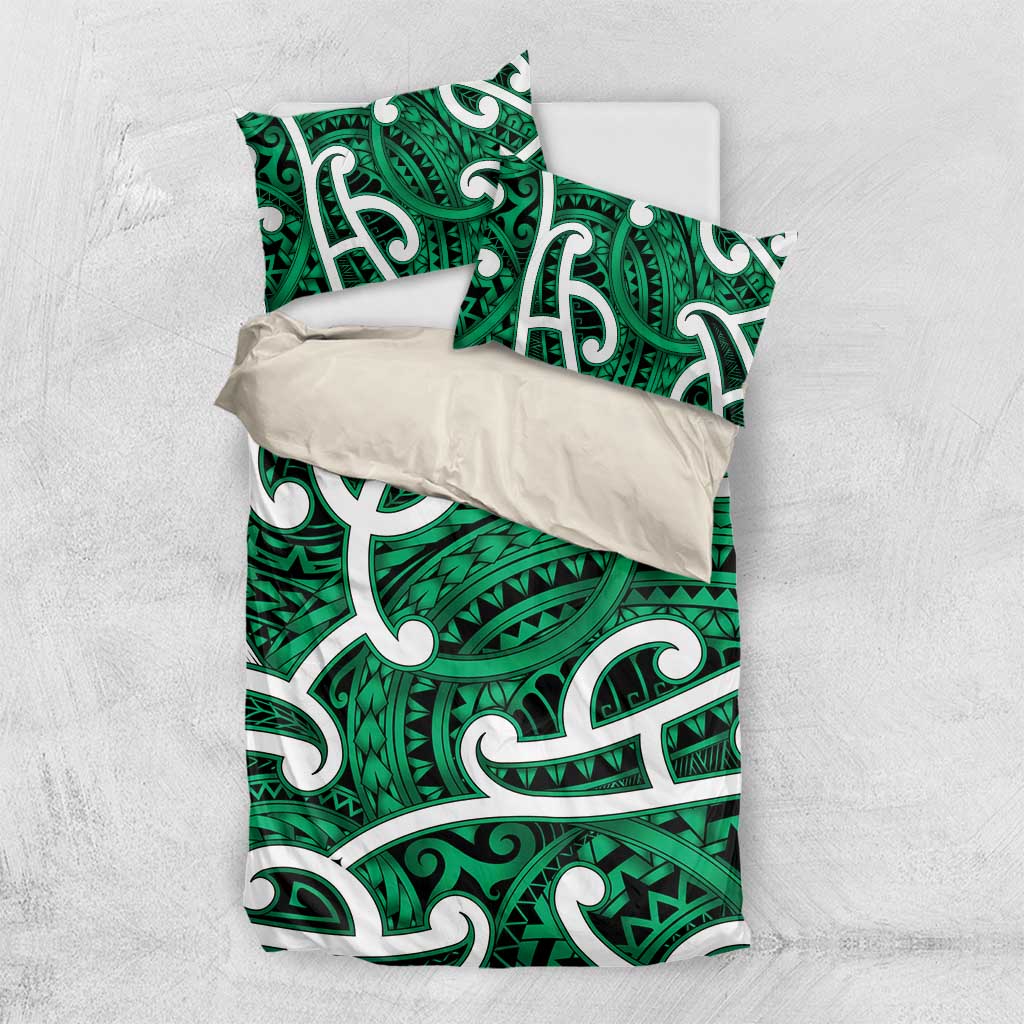 Aotearoa Maori Kowhaiwhai Bedding Set Kakariki Puhoro and Patiki