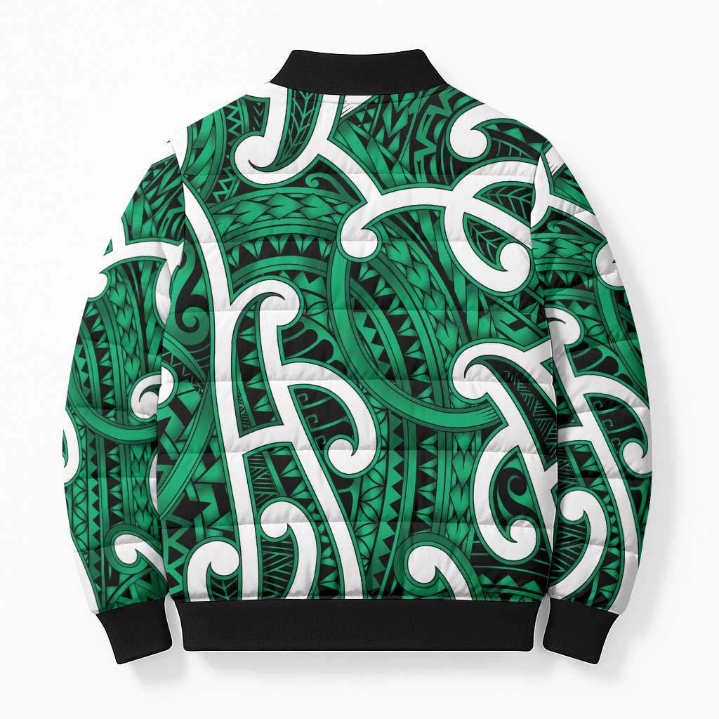 Aotearoa Maori Kowhaiwhai Bomber Puffer Jacket Kakariki Puhoro and Patiki LT9 - Polynesian Pride