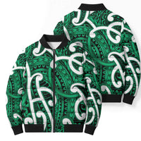 Aotearoa Maori Kowhaiwhai Bomber Puffer Jacket Kakariki Puhoro and Patiki LT9 - Polynesian Pride
