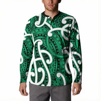 Aotearoa Maori Kowhaiwhai Button Sweatshirt Kakariki Puhoro and Patiki