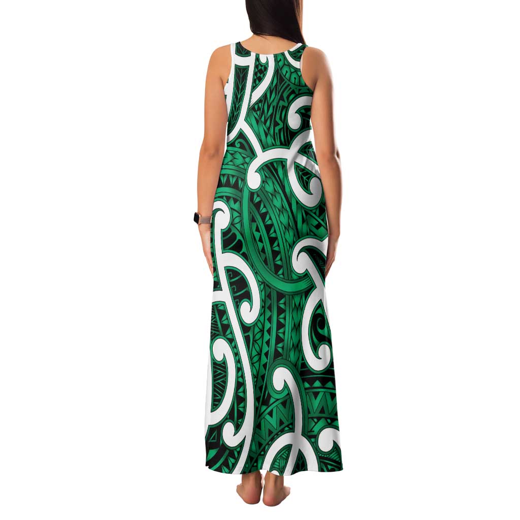 Aotearoa Maori Kowhaiwhai Family Matching Tank Maxi Dress and Hawaiian Shirt Kakariki Puhoro and Patiki LT9 - Polynesian Pride