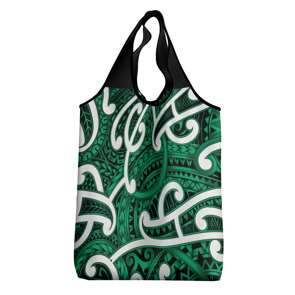 Aotearoa Maori Kowhaiwhai Grocery Bag Kakariki Puhoro and Patiki