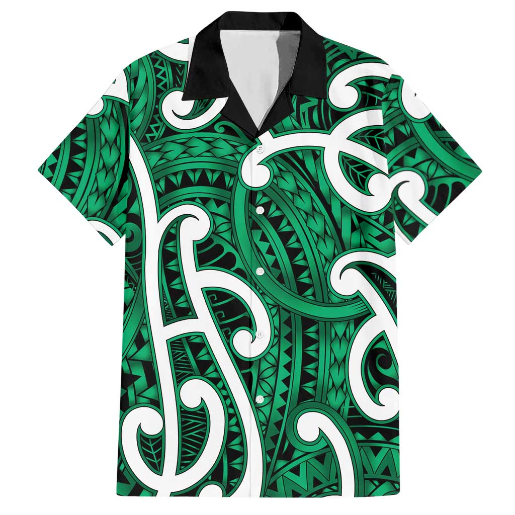 Aotearoa Maori Kowhaiwhai Hawaiian Shirt Kakariki Puhoro and Patiki LT9 Green - Polynesian Pride