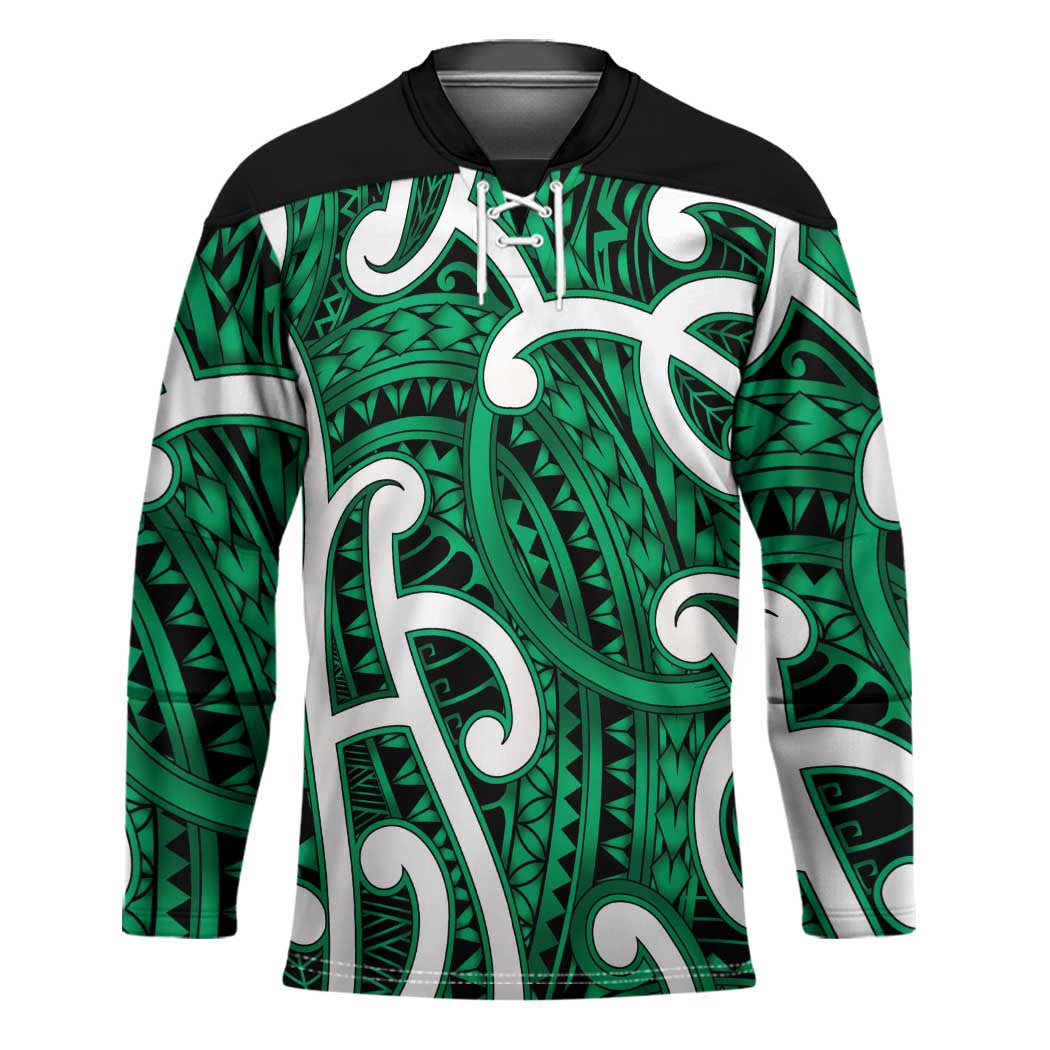 Aotearoa Maori Kowhaiwhai Hockey Jersey Kakariki Puhoro and Patiki LT9 Unisex Green - Polynesian Pride