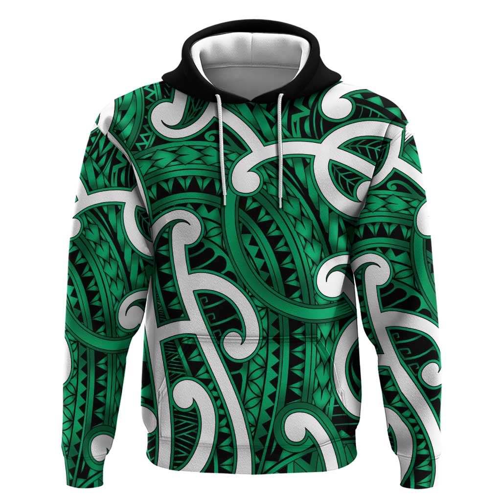 Aotearoa Maori Kowhaiwhai Hoodie Kakariki Puhoro and Patiki LT9 Pullover Hoodie Green - Polynesian Pride