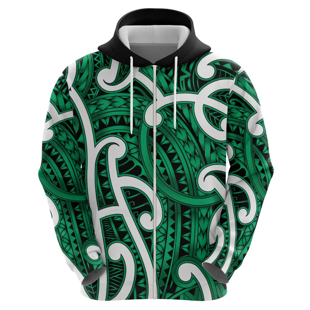 Aotearoa Maori Kowhaiwhai Hoodie Kakariki Puhoro and Patiki LT9 - Polynesian Pride