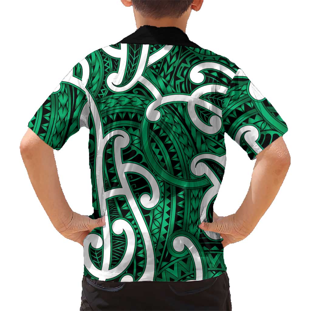 Aotearoa Maori Kowhaiwhai Kid Hawaiian Shirt Kakariki Puhoro and Patiki LT9 - Polynesian Pride