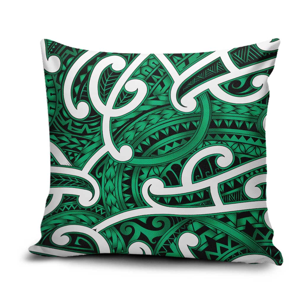 Aotearoa Maori Kowhaiwhai Pillow Cover Kakariki Puhoro and Patiki LT9 Green - Polynesian Pride