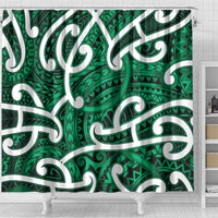 Aotearoa Maori Kowhaiwhai Shower Curtain Kakariki Puhoro and Patiki