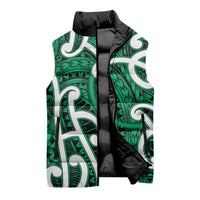 Aotearoa Maori Kowhaiwhai Sleeveless Puffer Jacket Kakariki Puhoro and Patiki