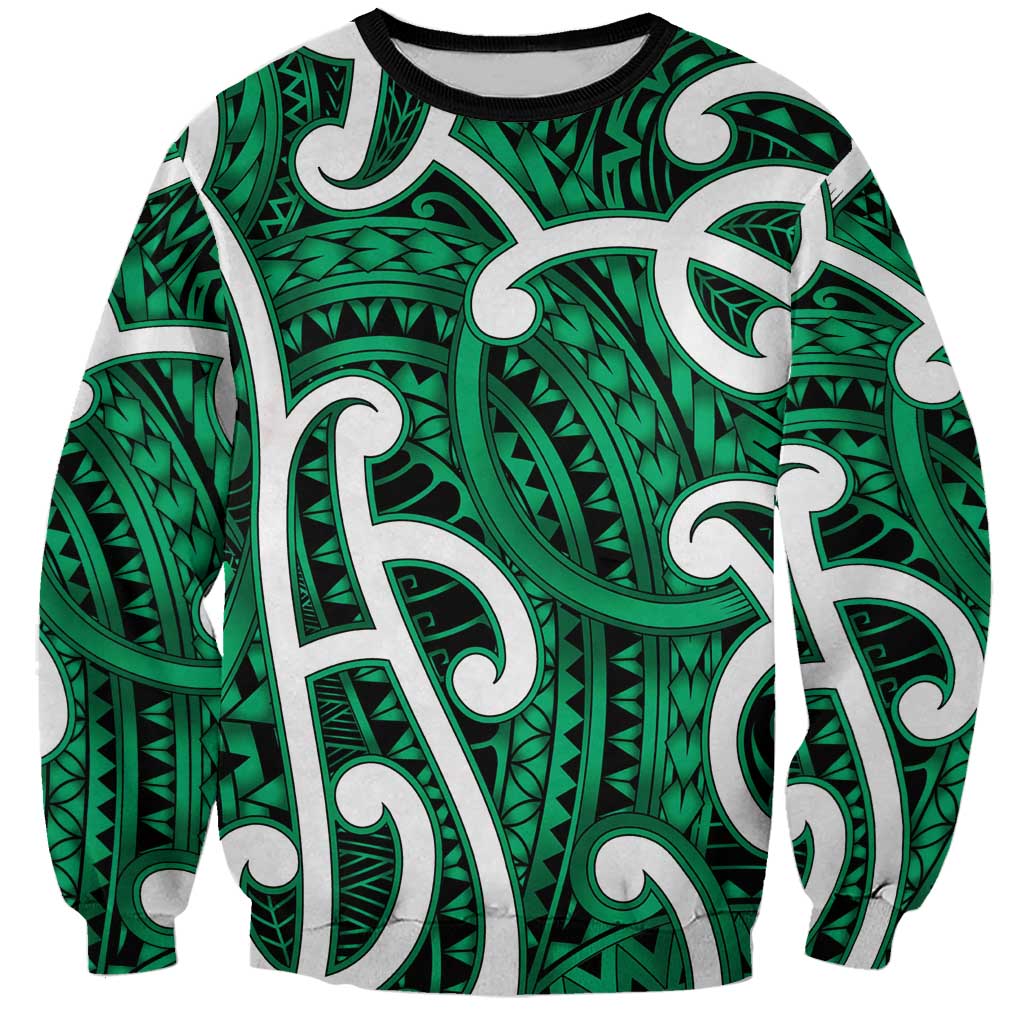 Aotearoa Maori Kowhaiwhai Sweatshirt Kakariki Puhoro and Patiki LT9 Unisex Green - Polynesian Pride