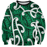 Aotearoa Maori Kowhaiwhai Sweatshirt Kakariki Puhoro and Patiki LT9 Unisex Green - Polynesian Pride