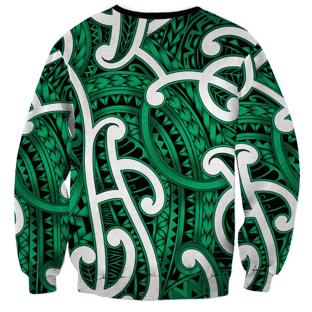 Aotearoa Maori Kowhaiwhai Sweatshirt Kakariki Puhoro and Patiki LT9 - Polynesian Pride