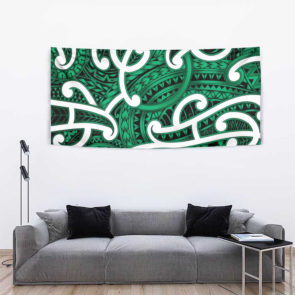 Aotearoa Maori Kowhaiwhai Tapestry Kakariki Puhoro and Patiki