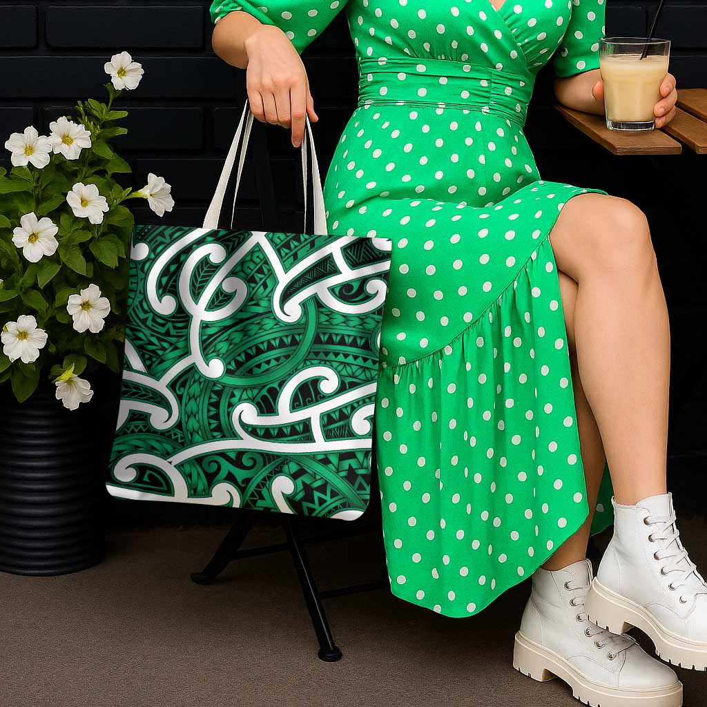 Aotearoa Maori Kowhaiwhai Tote Bag Kakariki Puhoro and Patiki