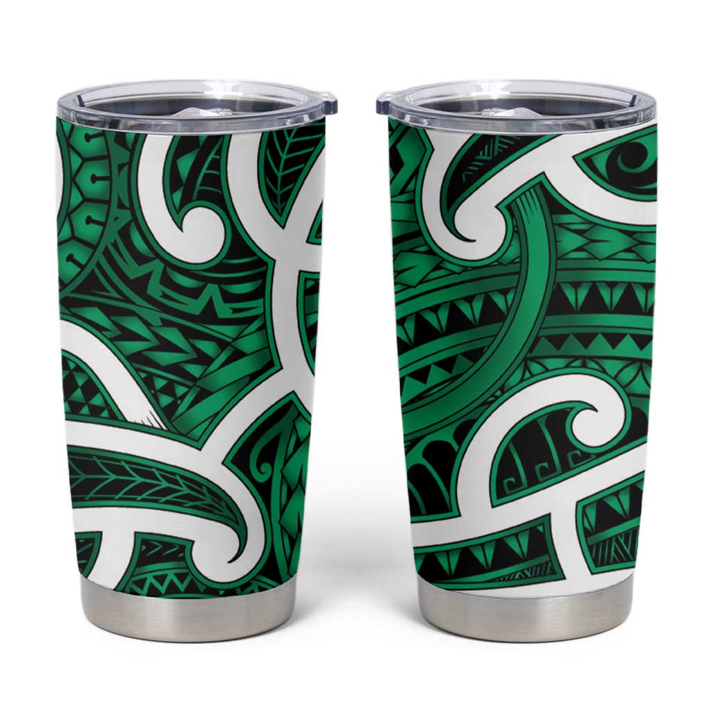 Aotearoa Maori Kowhaiwhai Tumbler Cup Kakariki Puhoro and Patiki LT9 Green - Polynesian Pride