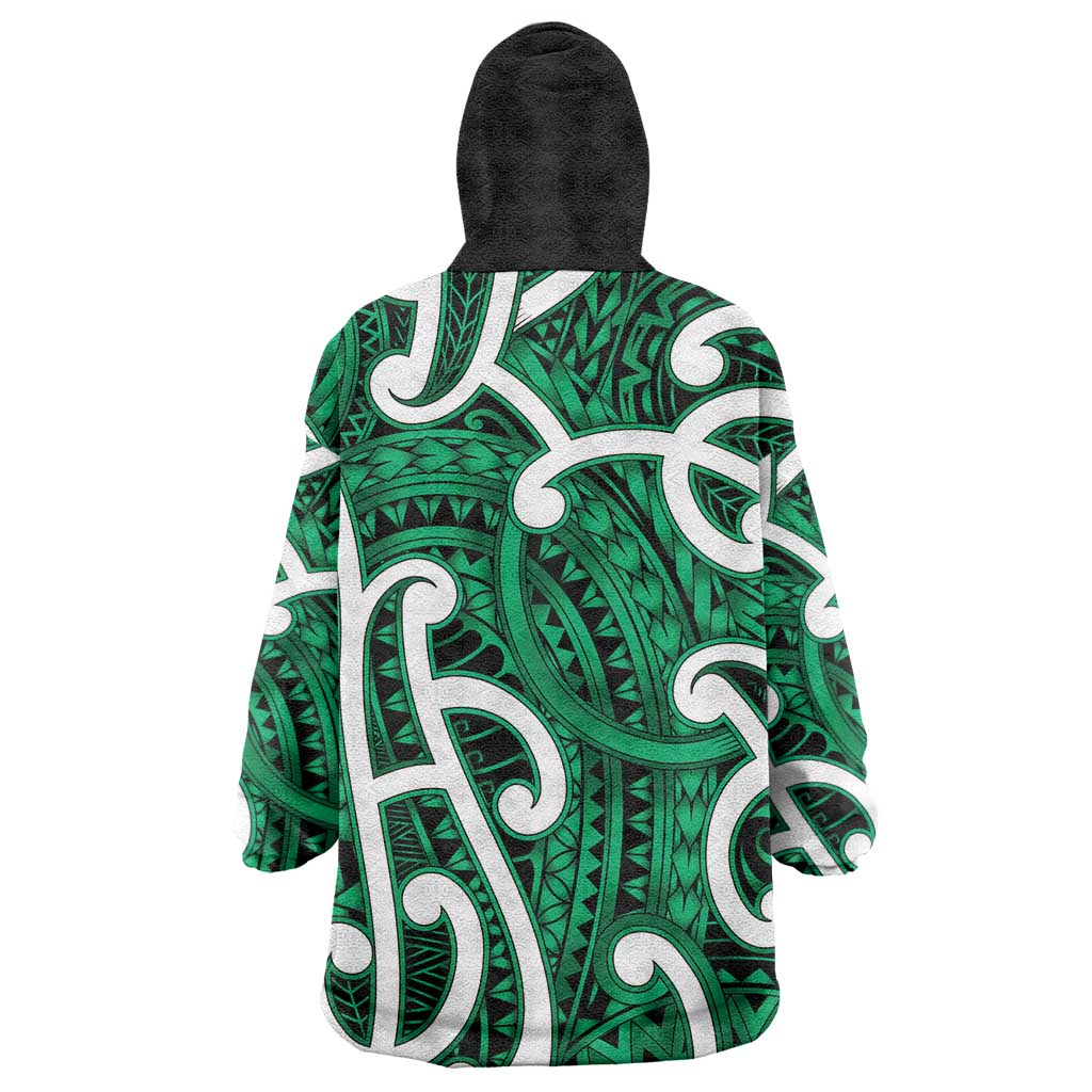 Aotearoa Maori Kowhaiwhai Wearable Blanket Hoodie Kakariki Puhoro and Patiki LT9 - Polynesian Pride