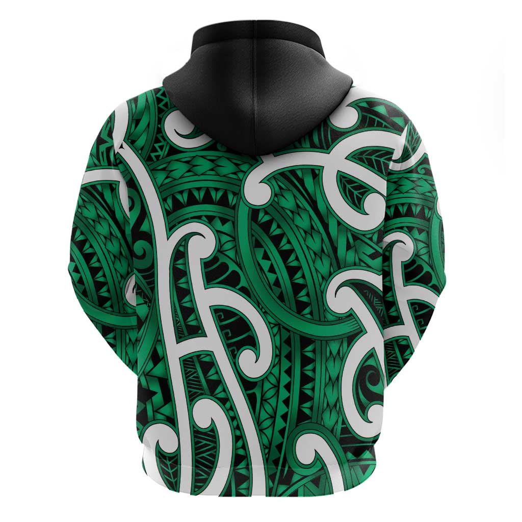 Aotearoa Maori Kowhaiwhai Zip Hoodie Kakariki Puhoro and Patiki LT9 - Polynesian Pride