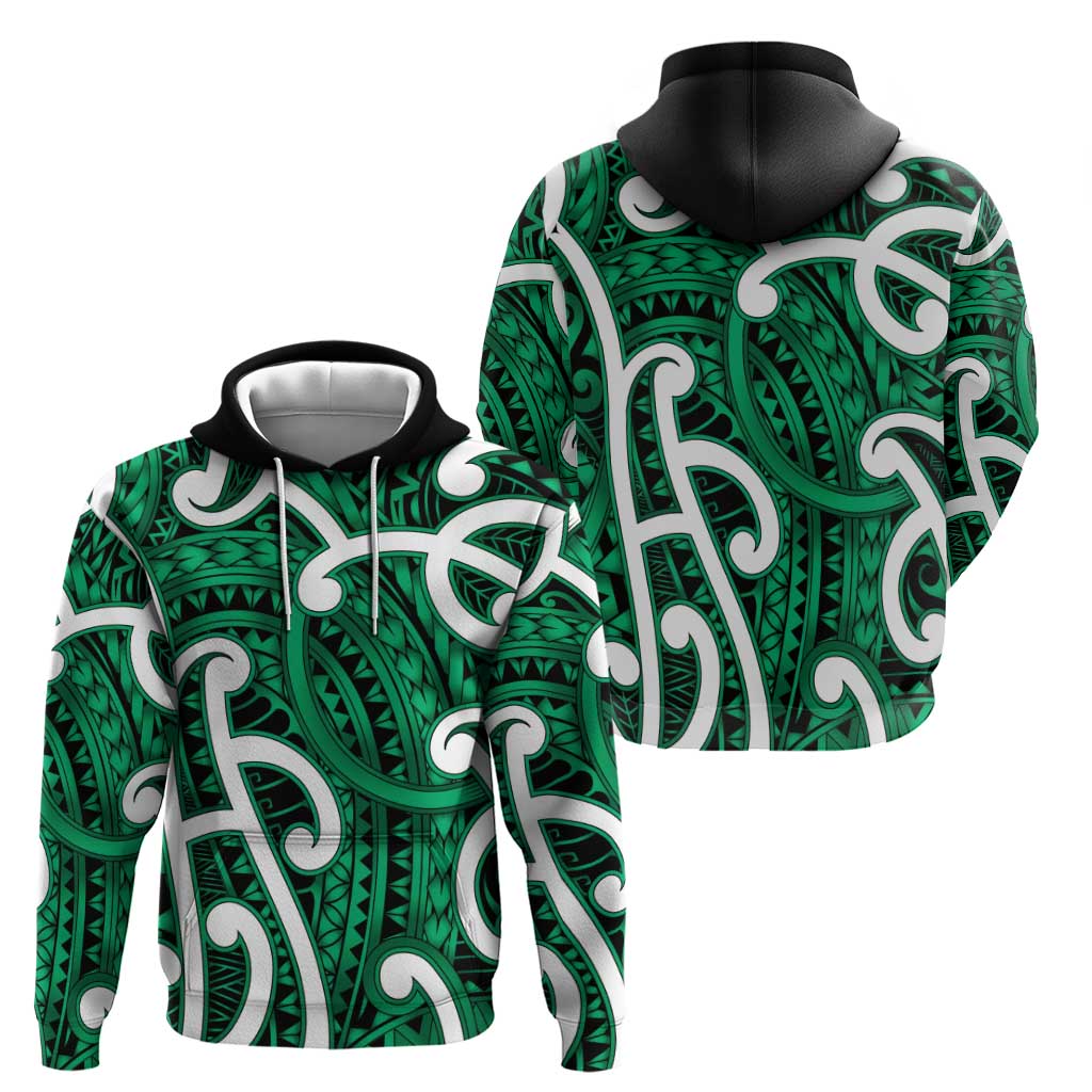 Aotearoa Maori Kowhaiwhai Zip Hoodie Kakariki Puhoro and Patiki LT9 - Polynesian Pride