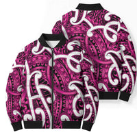 Aotearoa Maori Kowhaiwhai Bomber Puffer Jacket Mawhero Puhoro and Patiki