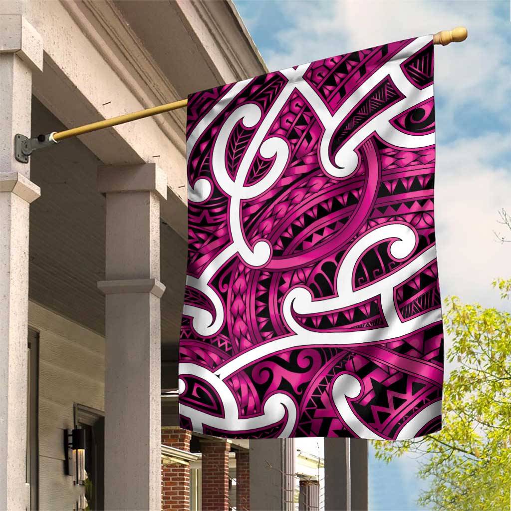 Aotearoa Maori Kowhaiwhai Garden Flag Mawhero Puhoro and Patiki LT9 House Flag Pink - Polynesian Pride
