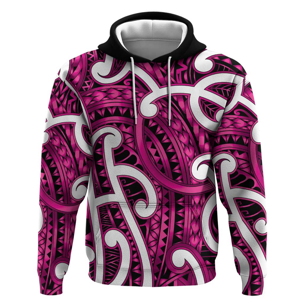 Aotearoa Maori Kowhaiwhai Hoodie Mawhero Puhoro and Patiki LT9 Pullover Hoodie Pink - Polynesian Pride