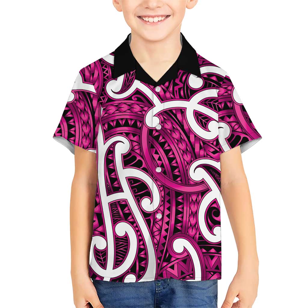 Aotearoa Maori Kowhaiwhai Kid Hawaiian Shirt Mawhero Puhoro and Patiki LT9 Kid Pink - Polynesian Pride