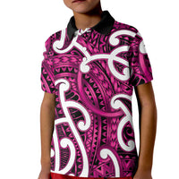 Aotearoa Maori Kowhaiwhai Kid Polo Shirt Mawhero Puhoro and Patiki LT9 Kid Pink - Polynesian Pride