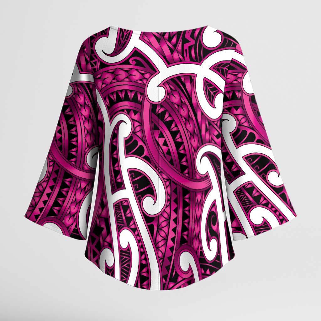 Aotearoa Maori Kowhaiwhai Kimono Sleeve Blouse Mawhero Puhoro and Patiki LT9 - Polynesian Pride