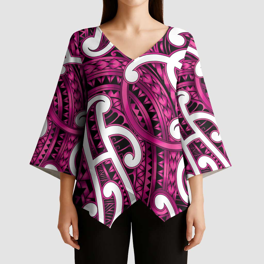 Aotearoa Maori Kowhaiwhai Kimono Sleeve Blouse Mawhero Puhoro and Patiki LT9 - Polynesian Pride